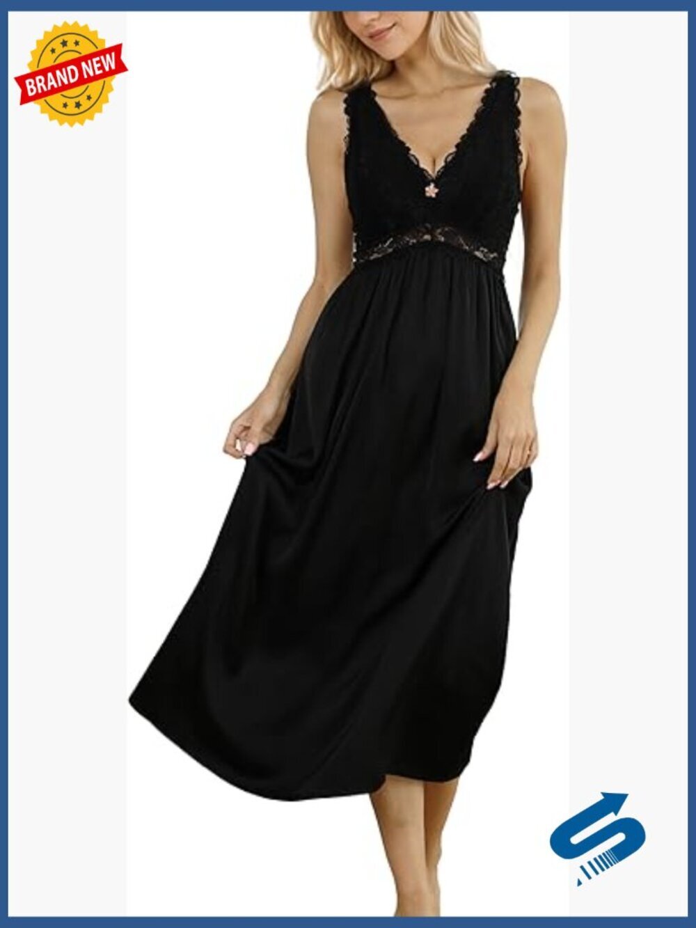 Sexy Long Floral Lace Silky Chemise Nightgown Sleeveless V-Neck